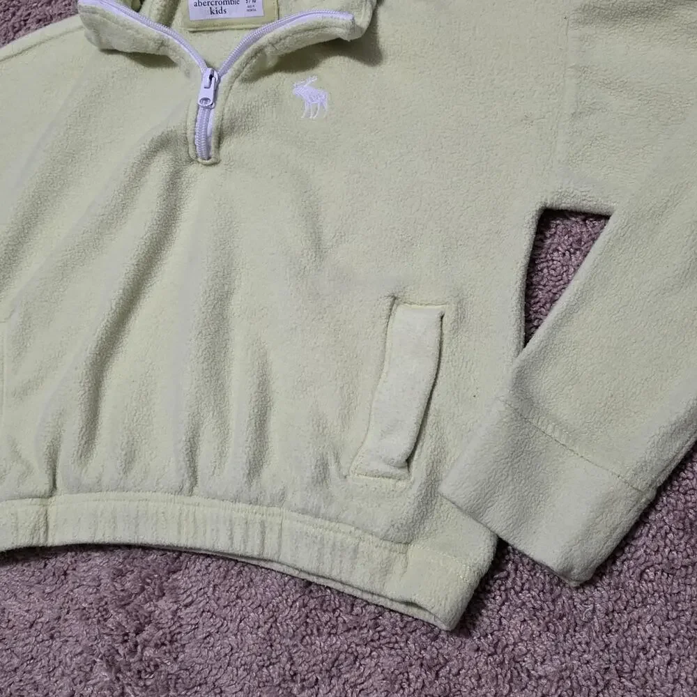 Abercrombie Kids 1/4 Zip Pullover Size 9-10 Lime Green Y2K Preppy Logo Moose